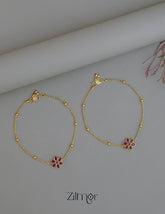 SN1011816- Premium Antique Flower Pair Anklet
